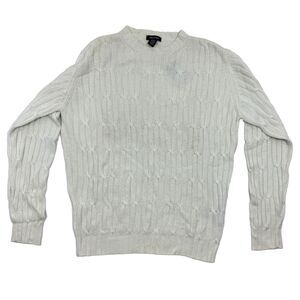 Men's Nautica Cream White Ivory Tight-Knit Preppy Sweater Quilted Pattern Large
